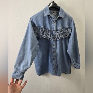 Vintage Venice Blues 100% Cotton Denim Shirt, Blue - Size S